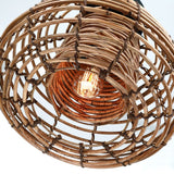 Harvest 12 in. 1-Light Natural Rattan Outdoor Semi-Flush Mount Ceiling Light - 12'' W