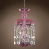 Harvest Design 3 Light 11" Pink Chandelier With Clear European Crystals - 20.50