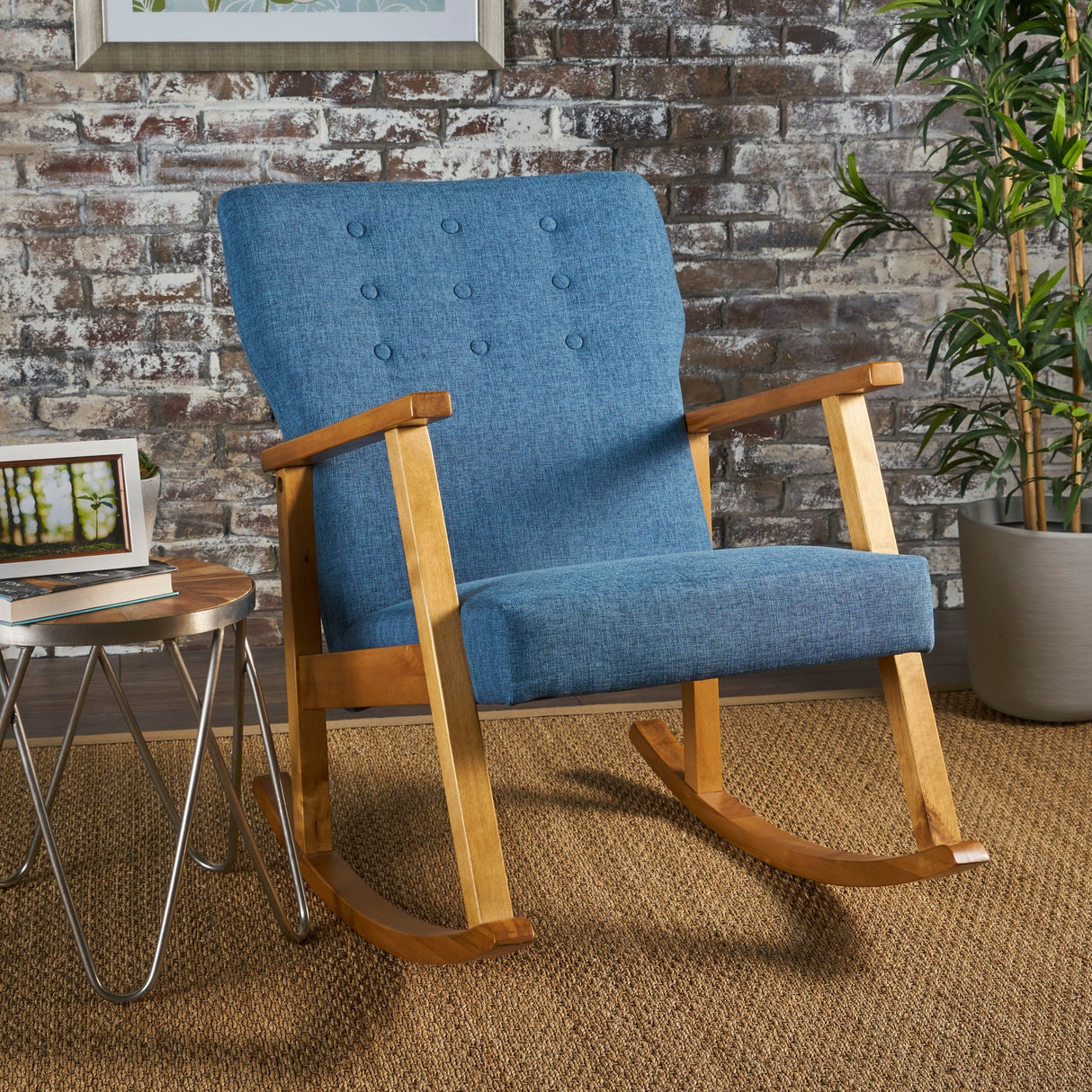 Harvey Mid Century Modern Fabric Rocking Chair by Christopher Knight Home