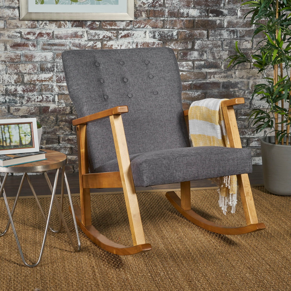 Harvey Mid Century Modern Fabric Rocking Chair by Christopher Knight Home
