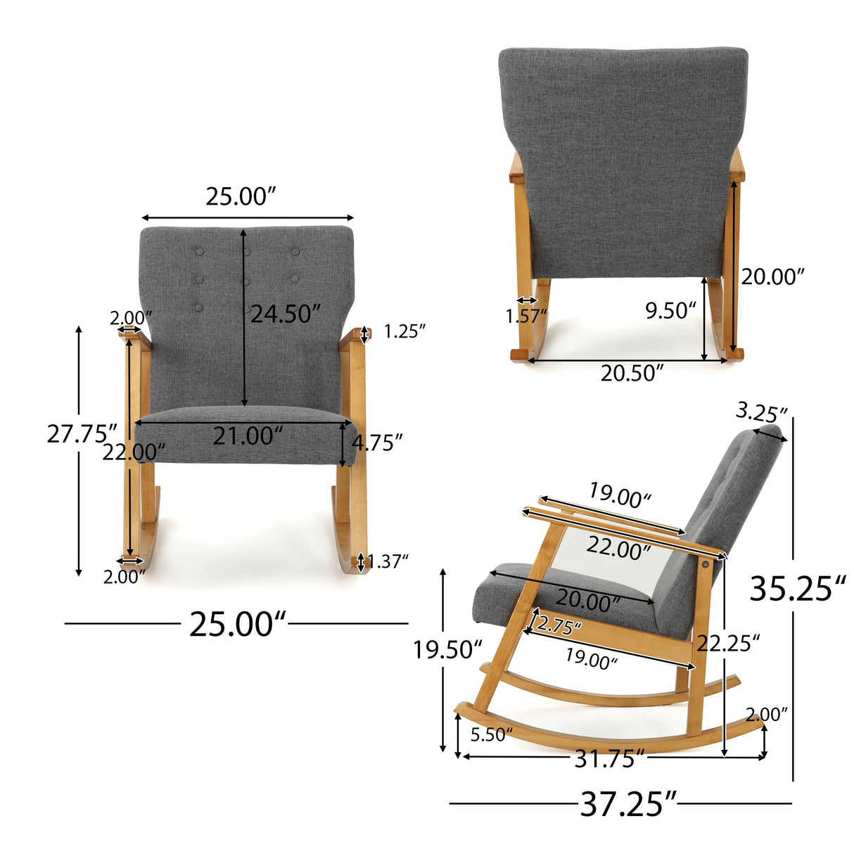 Harvey Mid Century Modern Fabric Rocking Chair by Christopher Knight Home