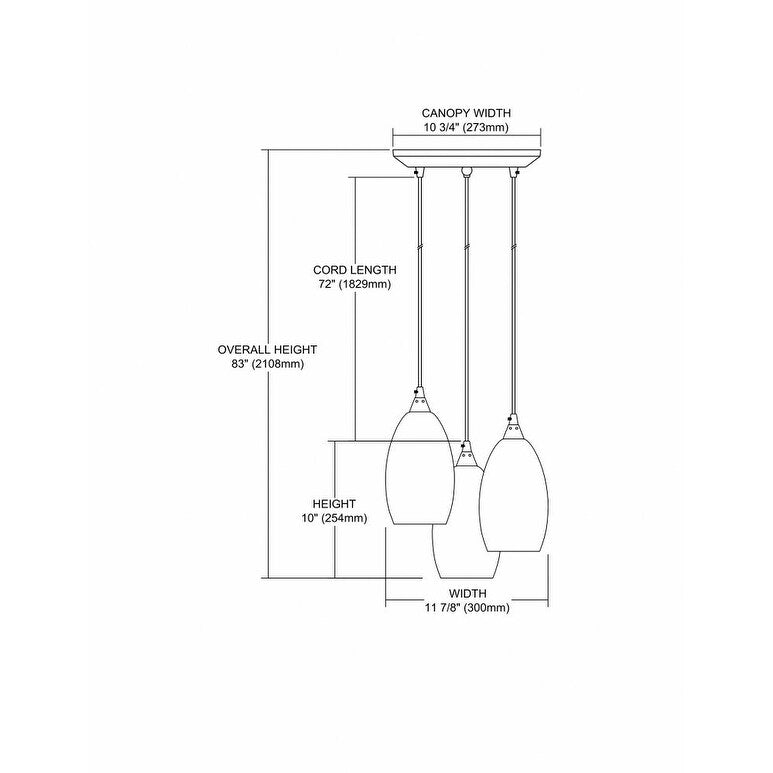 Hathaway Hall - Three Light Pendant Satin Nickel Finish