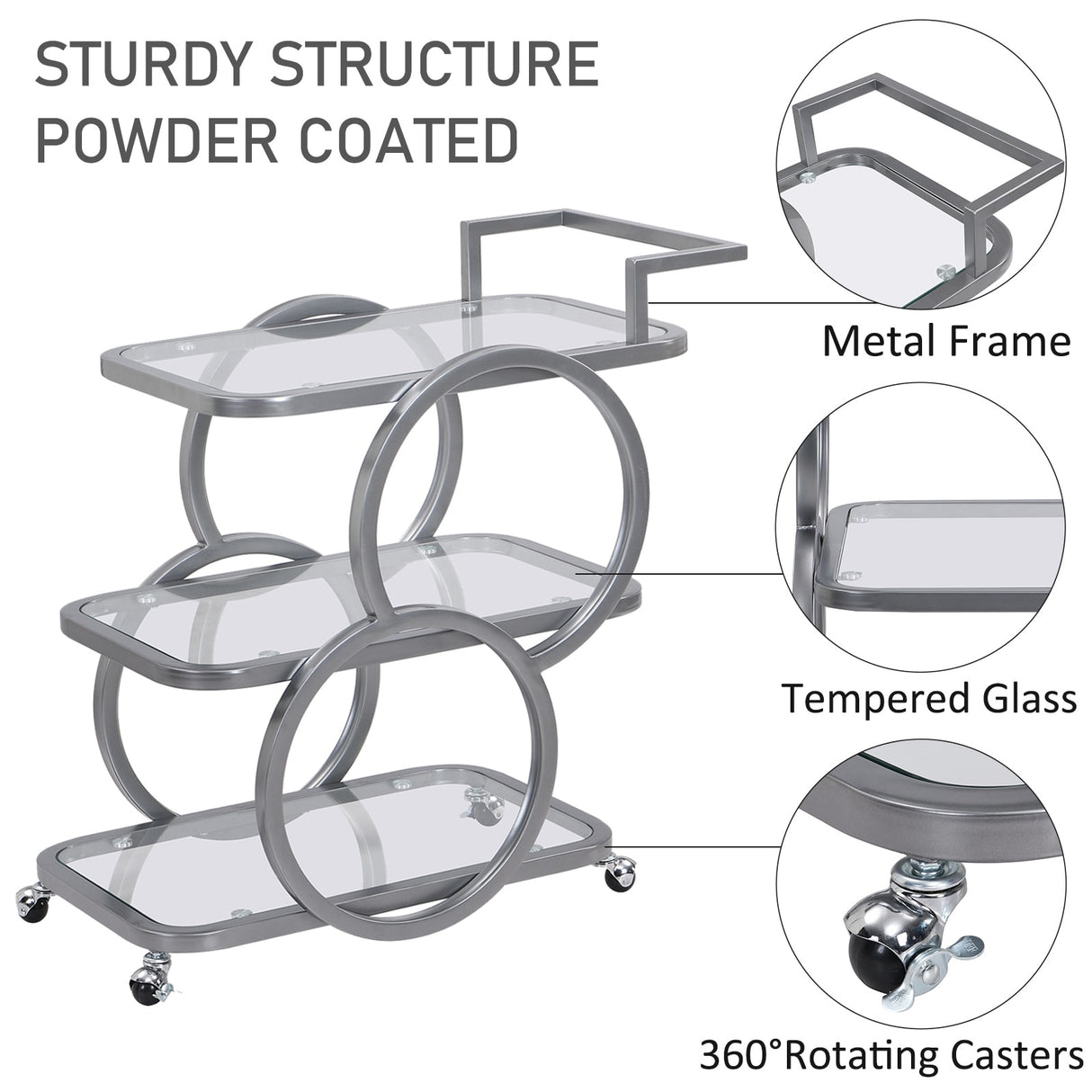 Metal Bar Cart Silver Bar Carts for the Home