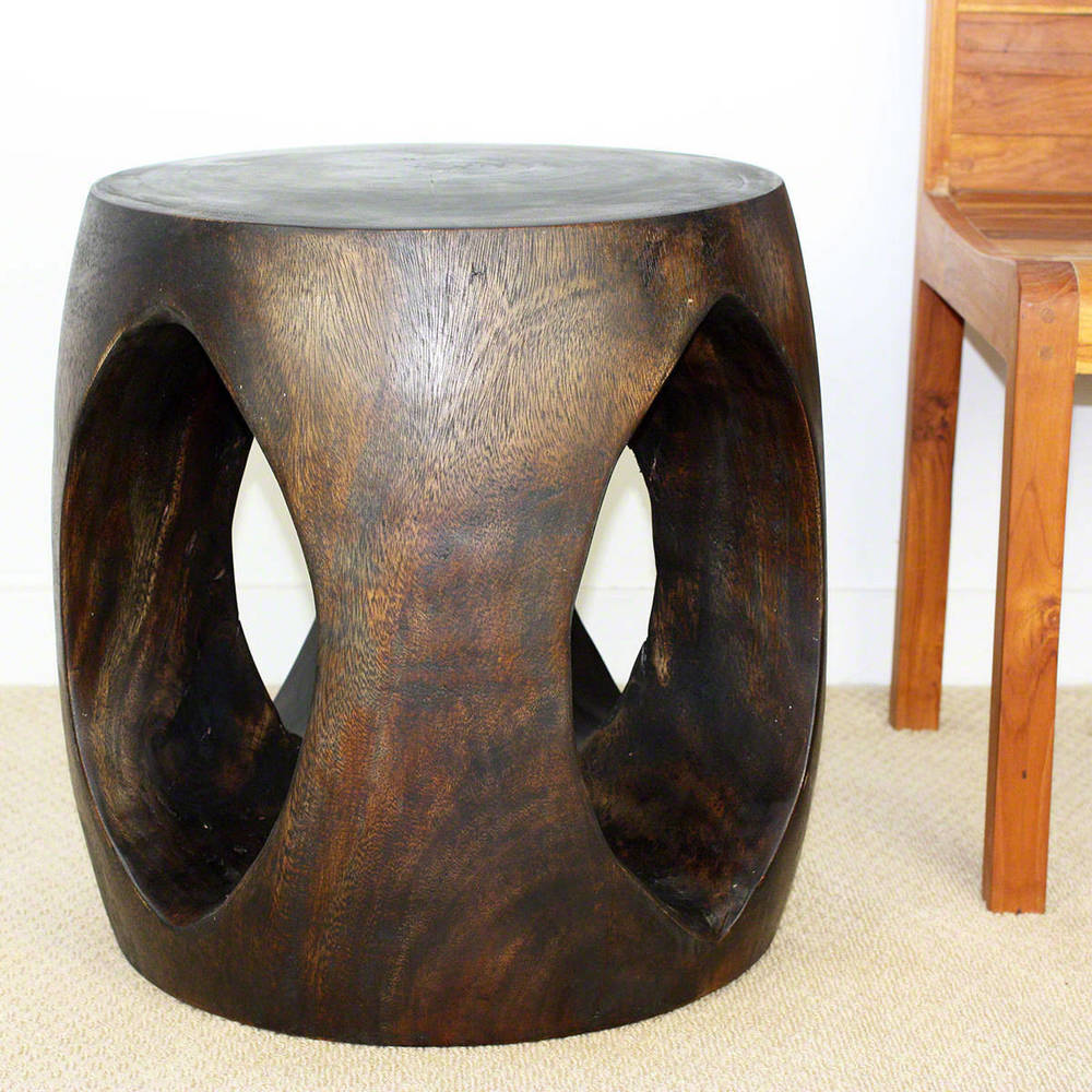 Handmade Wood Oval Windows Sofa Table (Thailand) - 20" x 20" x 20"