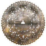 Haussmann® Teak Lotus Panel Inlay Round 60 cm H Black Stain Wax