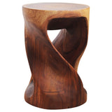 Haussmann® Round Wood Twist Accent Table 14in DIAx20in High Walnut Oil - 14 x 14 x 290