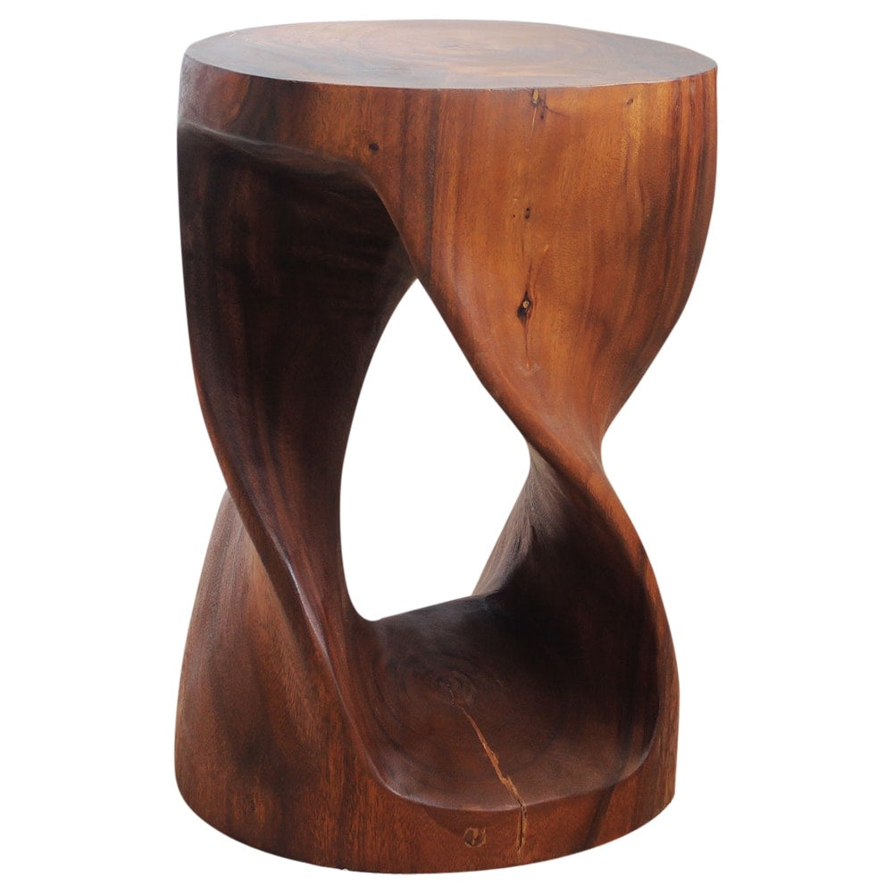 Haussmann® Round Wood Twist Accent Table 14in DIAx20in High Walnut Oil - 14 x 14 x 290