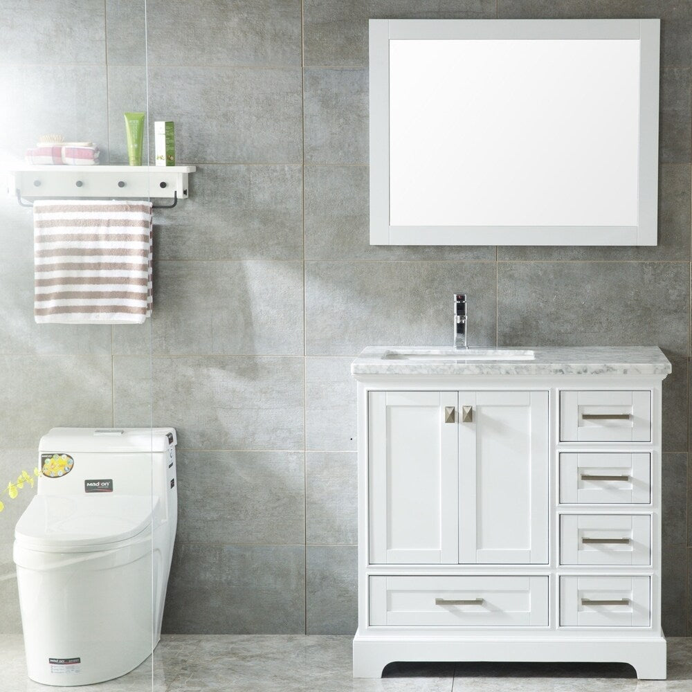 Havana 36-Inch Single Sink Modern Bathroom Vanity Set, White