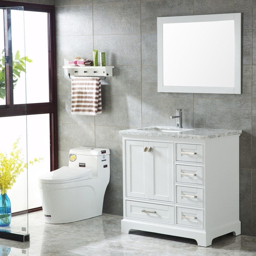 Havana 36-Inch Single Sink Modern Bathroom Vanity Set, White