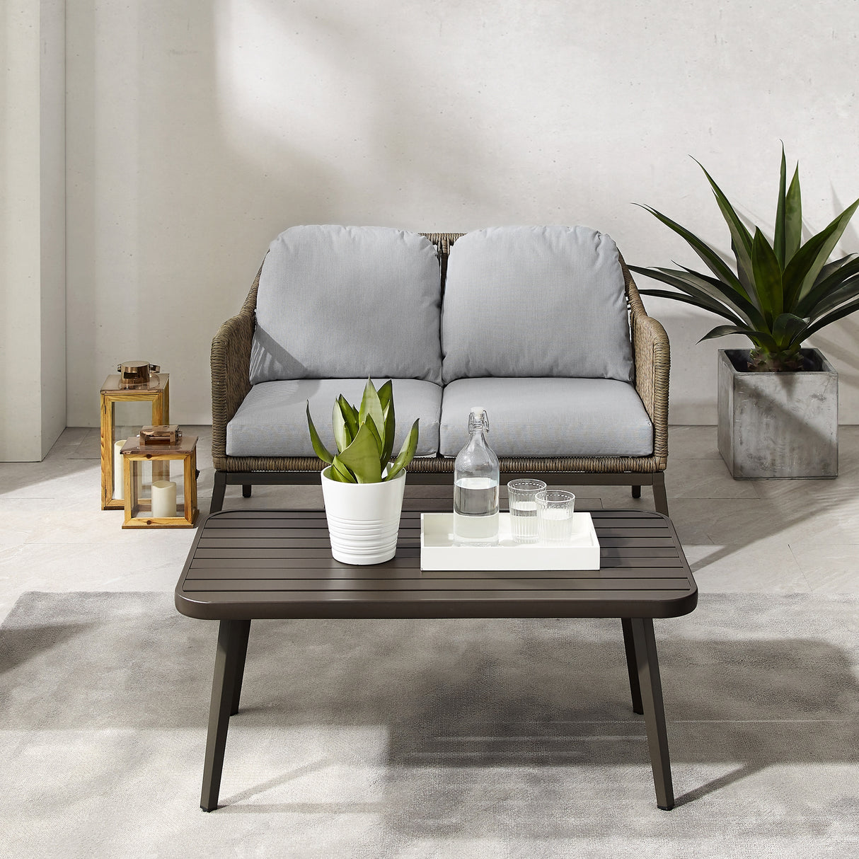 Haven 2Pc Outdoor Wicker Conversation Set - 75"D x 48"W x 29.75"H