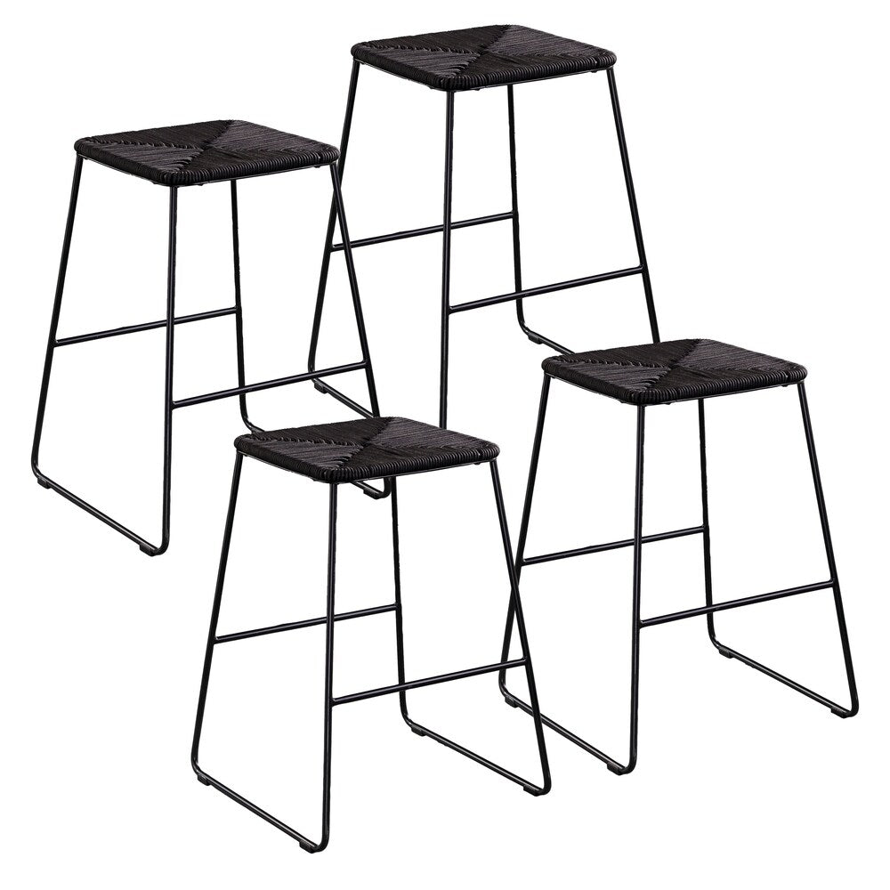 SEI Furniture Contemporary Black Rattan Outdoor Counter Stools (Set of 4)
