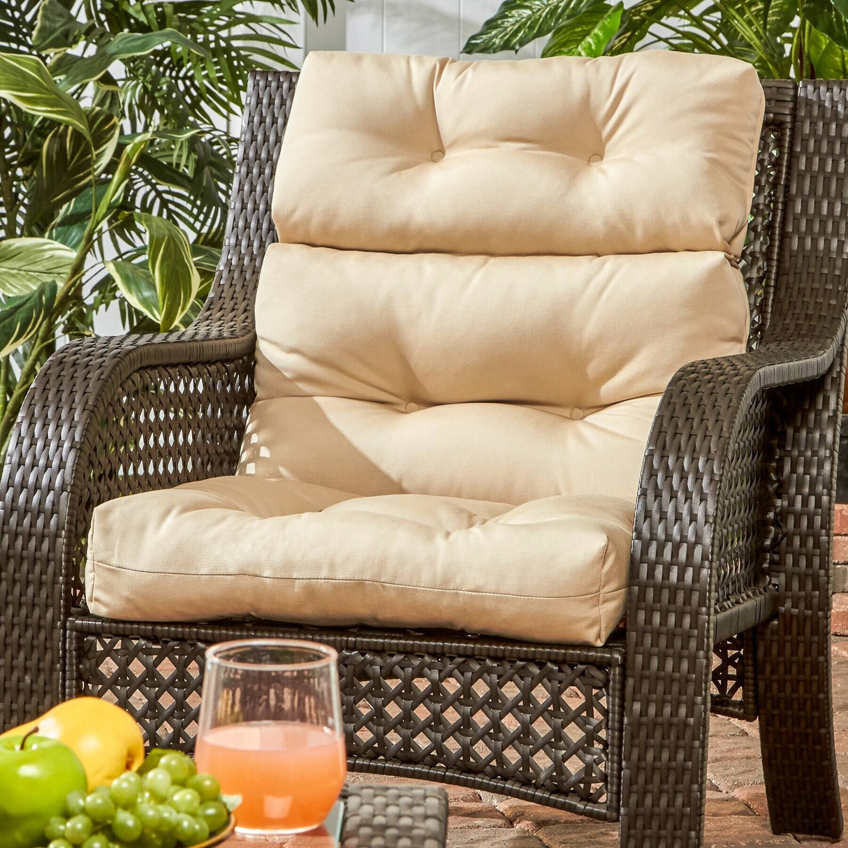 Solid Color 22x44-inch Outdoor High Back Chair Cushion (Cushion Only)