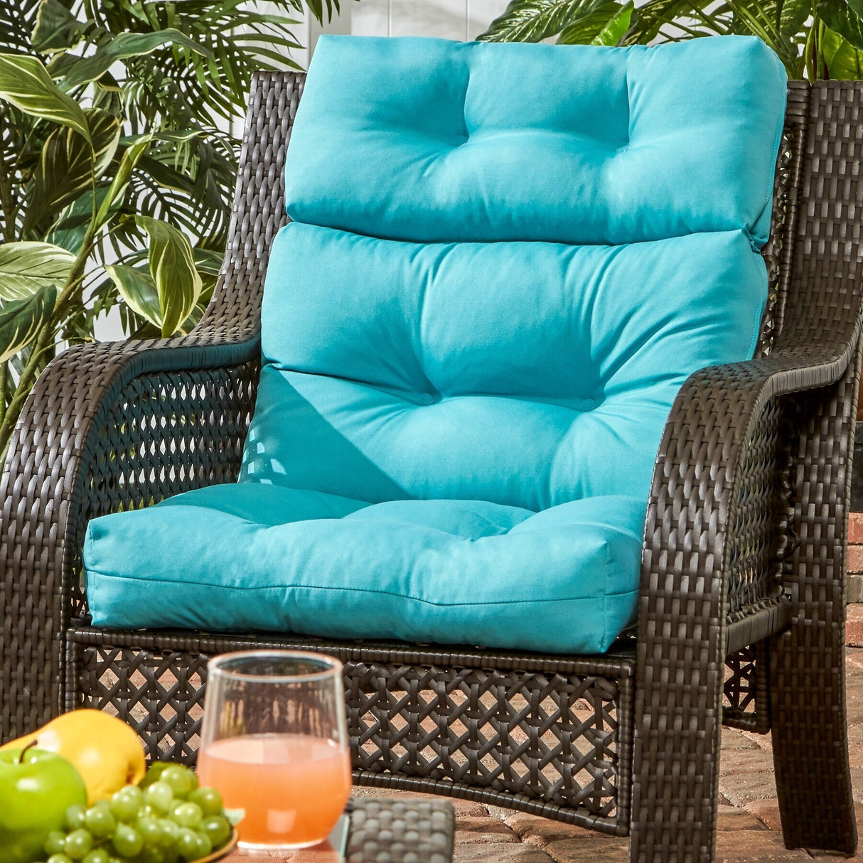 Solid Color 22x44-inch Outdoor High Back Chair Cushion (Cushion Only)