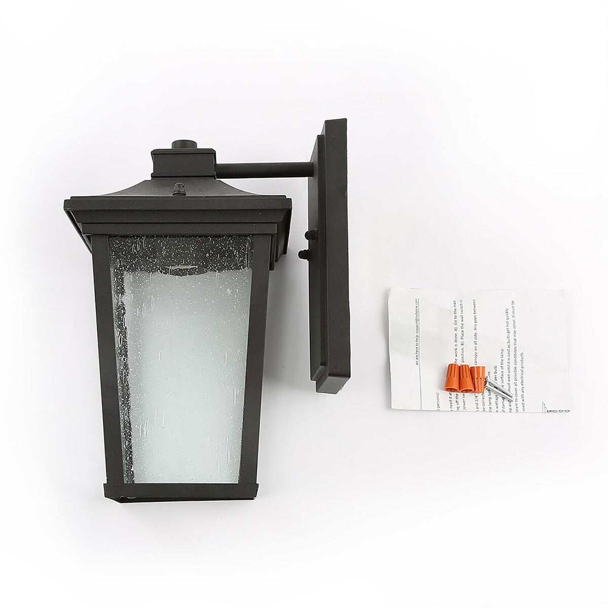 Farmhouse 1-light Black Square Porch Sconce Patio Outdoor Wall Lantern Lighting - W6.5"x H11"x E8.7"