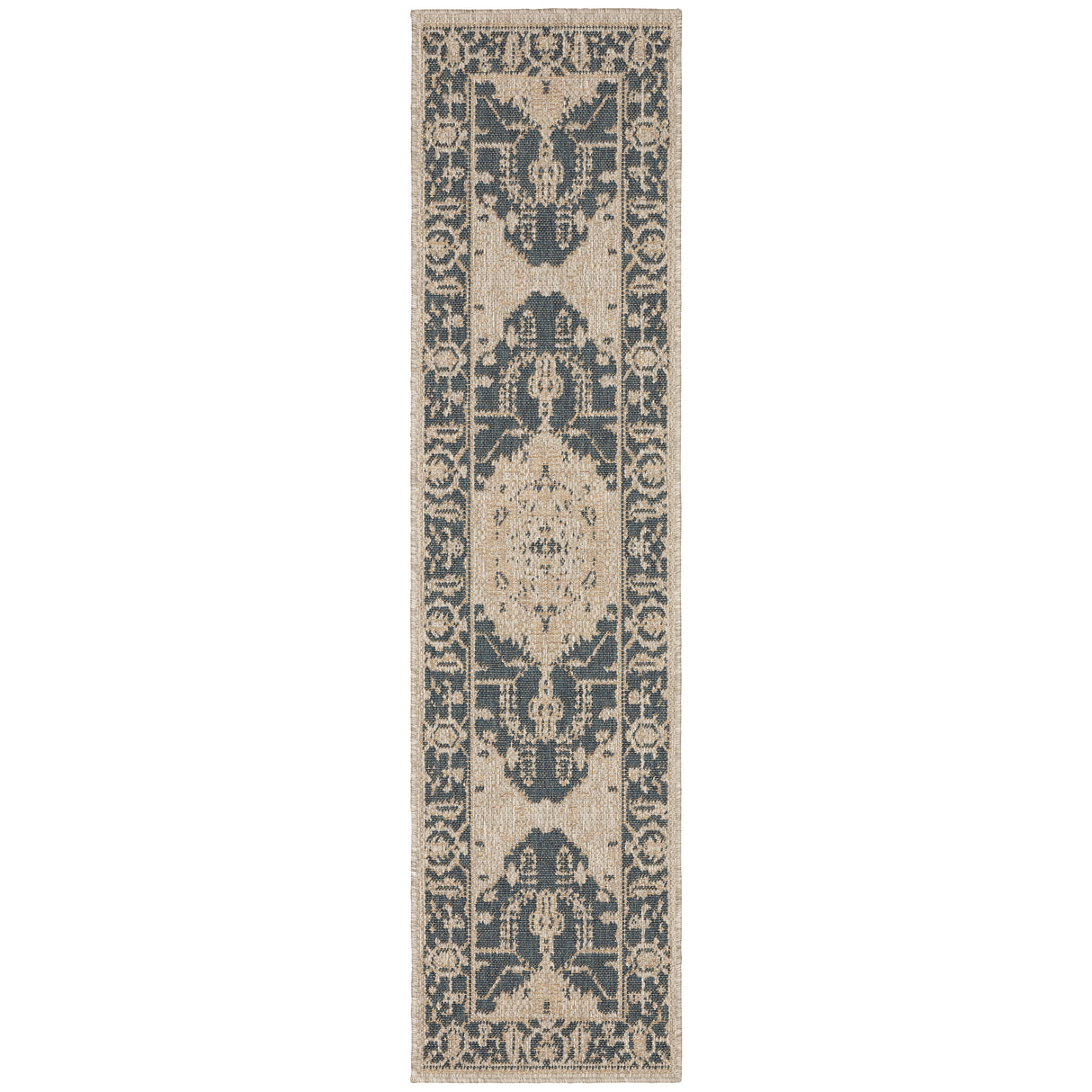 Vista Home Higgins Traditional Medallion Blue-Green/ Taupe Indoor/ Outdoor Area Rug