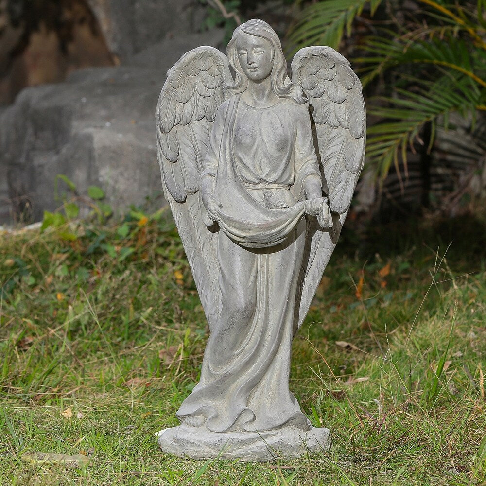 27.6in. H Angel Bird Feeder Garden Statue