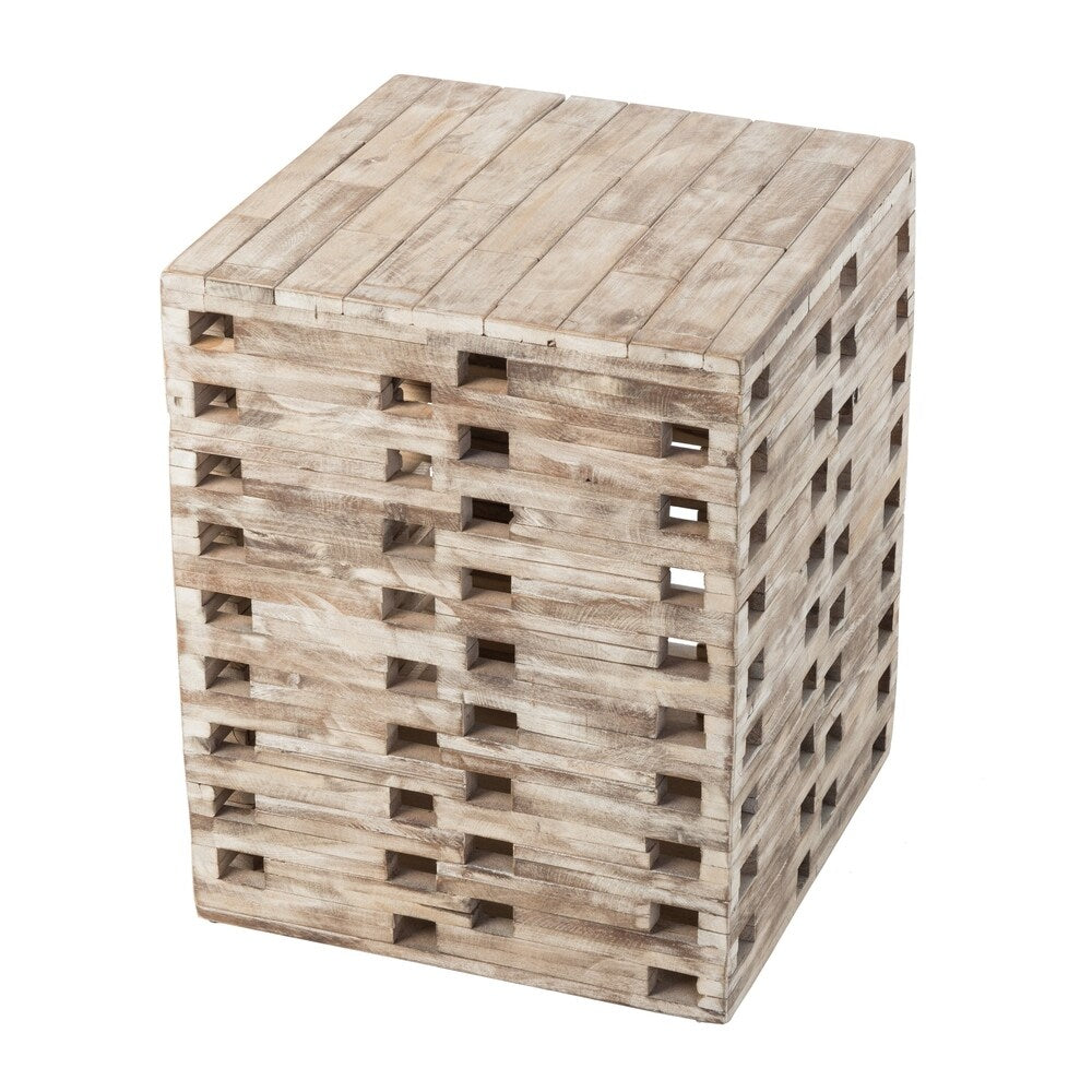 Roggan Square Reclaimed Wood Garden Stool by Havenside Home