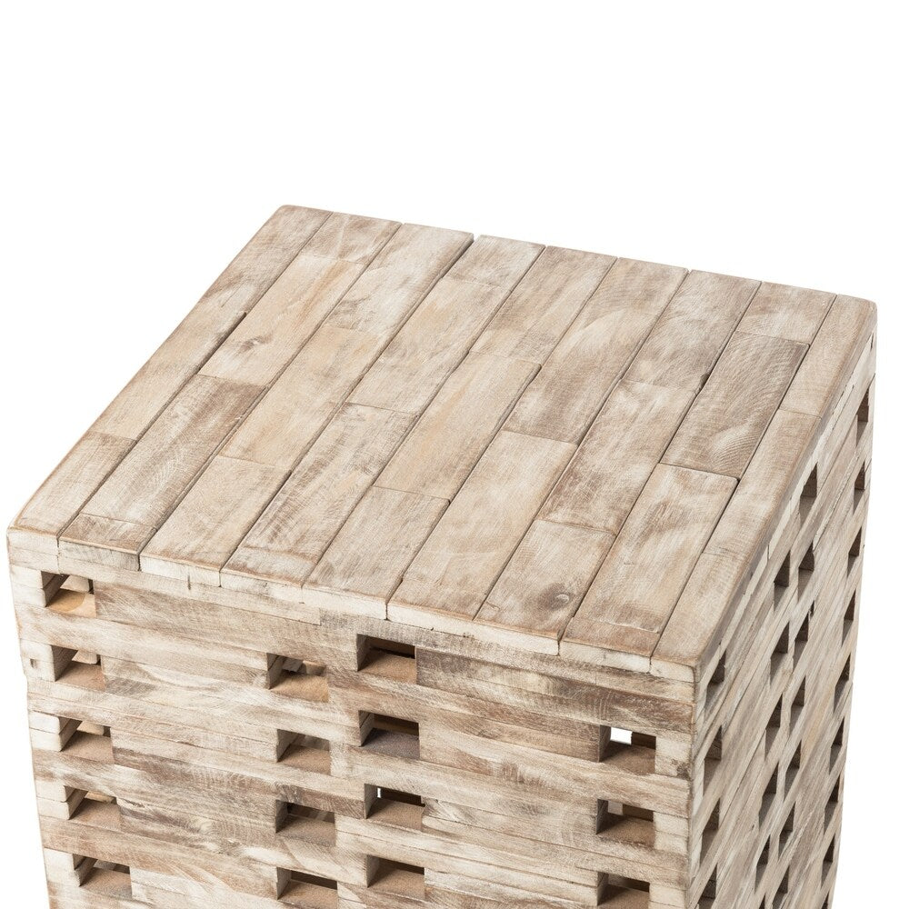 Roggan Square Reclaimed Wood Garden Stool by Havenside Home