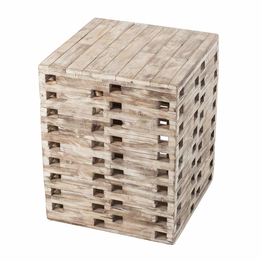 Roggan Square Reclaimed Wood Garden Stool by Havenside Home