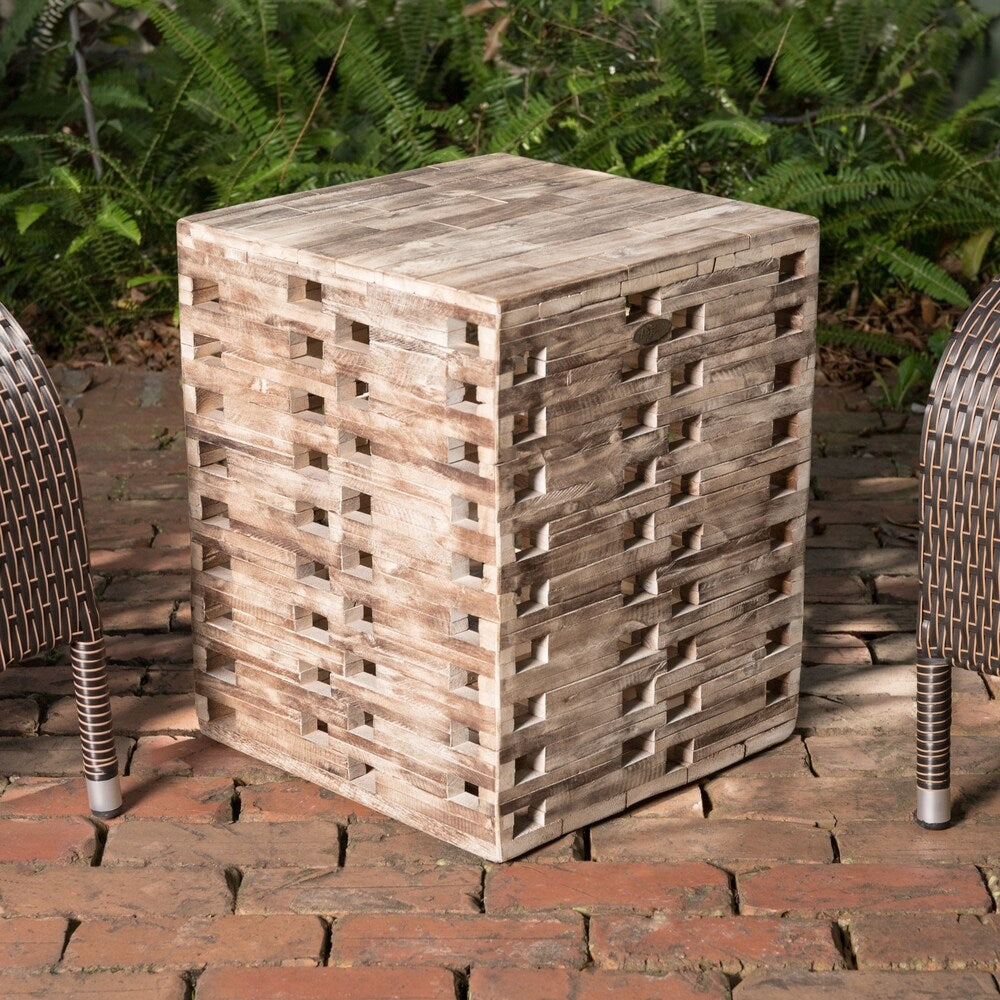 Roggan Square Reclaimed Wood Garden Stool by Havenside Home