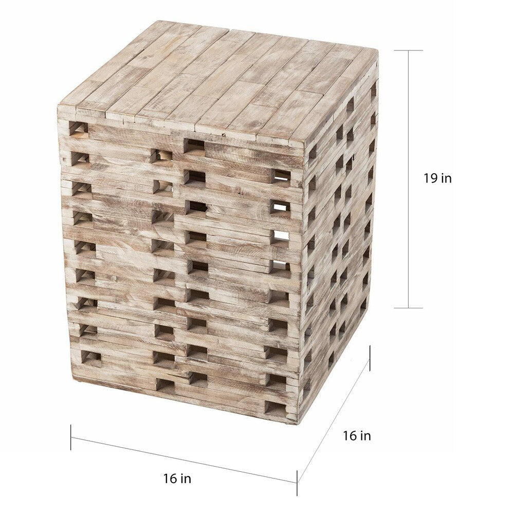 Roggan Square Reclaimed Wood Garden Stool by Havenside Home