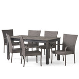 Haye Outdoor Acacia Wood and Wicker 7 Piece Expandable Dining Set by Christopher Knight Home