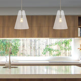 Hayes 11.5" 1-Light Mid-Century Modern Iron/Seeded Glass LED Pendant, Nickel/Clear by JONATHAN Y
