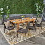 Hayes Outdoor 9 Piece Wood and Wicker Expandable Dining Set by Christopher Knight Home