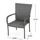 Hayes Outdoor 9 Piece Wood and Wicker Expandable Dining Set by Christopher Knight Home
