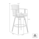 Hazel Solid Teak Wood and Metal Outdoor Patio Bar Height Swivel Adirondack Chair Bar Stool