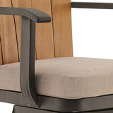 Hazel Solid Teak Wood and Metal Outdoor Patio Bar Height Swivel Adirondack Chair Bar Stool