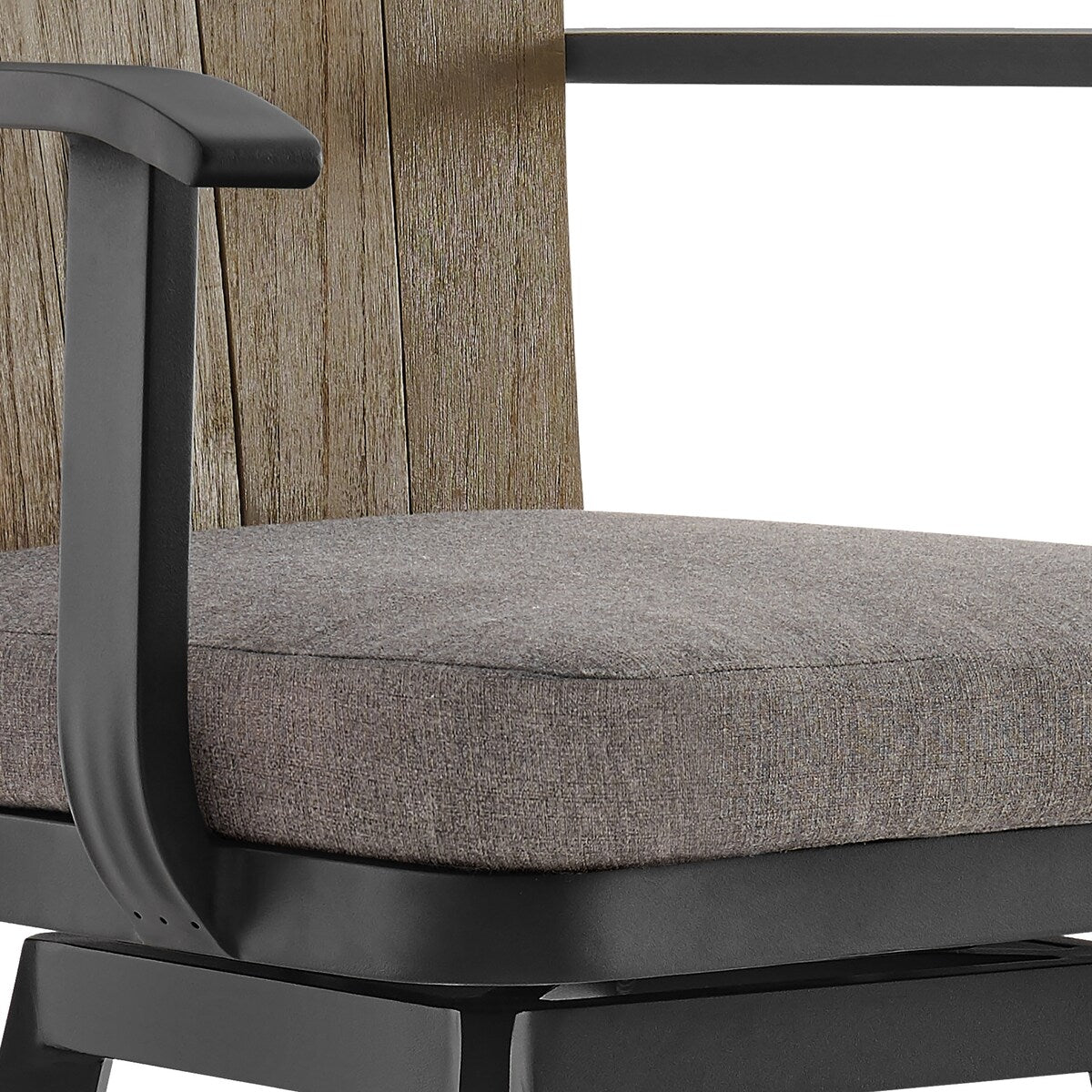 Hazel Solid Teak Wood and Metal Outdoor Patio Bar Height Swivel Adirondack Chair Bar Stool