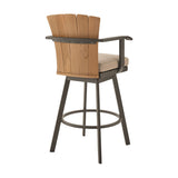 Hazel Solid Teak Wood and Metal Outdoor Patio Bar Height Swivel Adirondack Chair Bar Stool