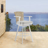 Hazel Solid Teak Wood and Metal Outdoor Patio Bar Height Swivel Adirondack Chair Bar Stool