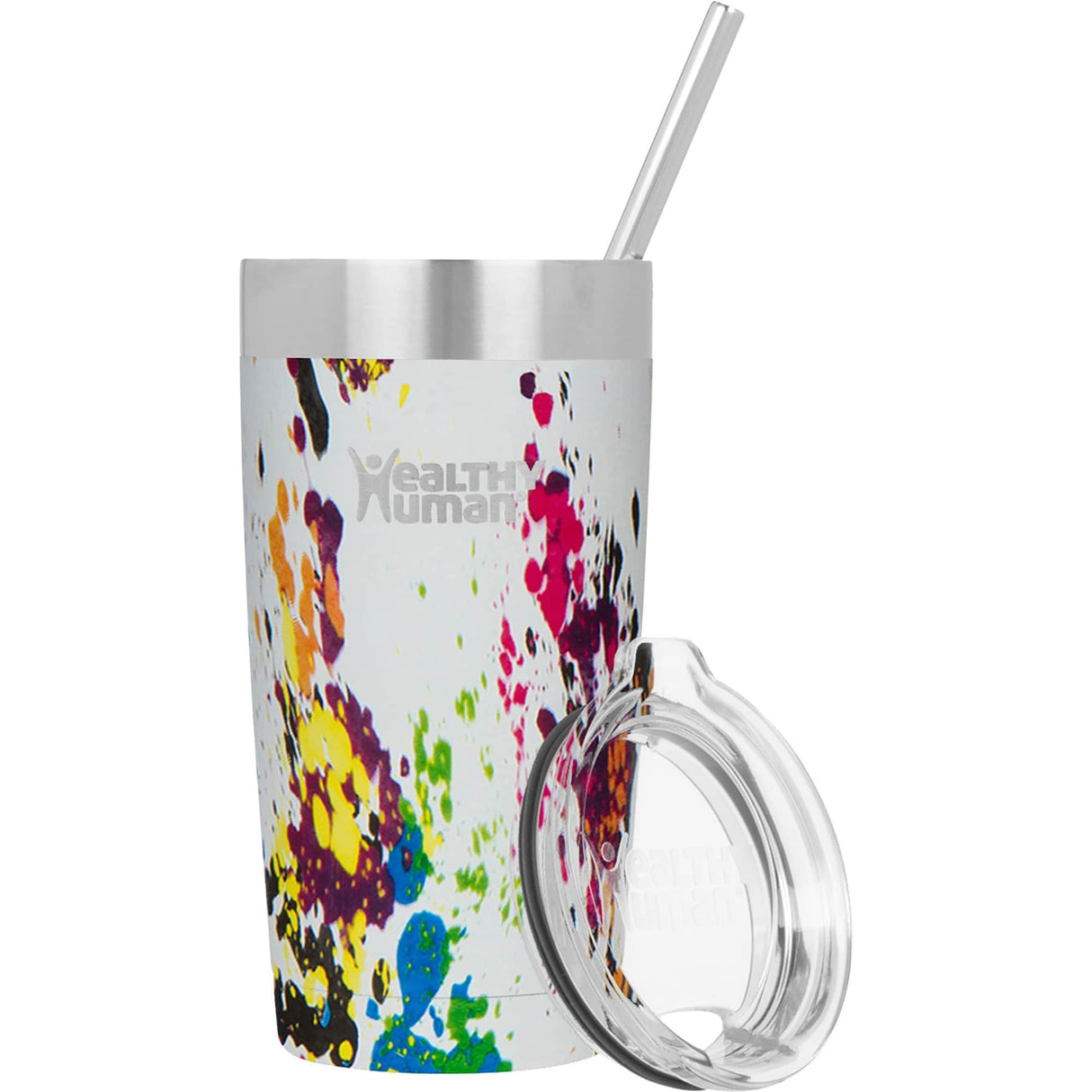 Healthy Human Stainless Steel Tumbler with Straw & Lid (20oz, Art Deco)