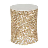 Hearney Modern Glam Handcrafted Aluminum Side Table with Marble Top by Christopher Knight Home - 15.50" L x 15.50" W x 19.75" H