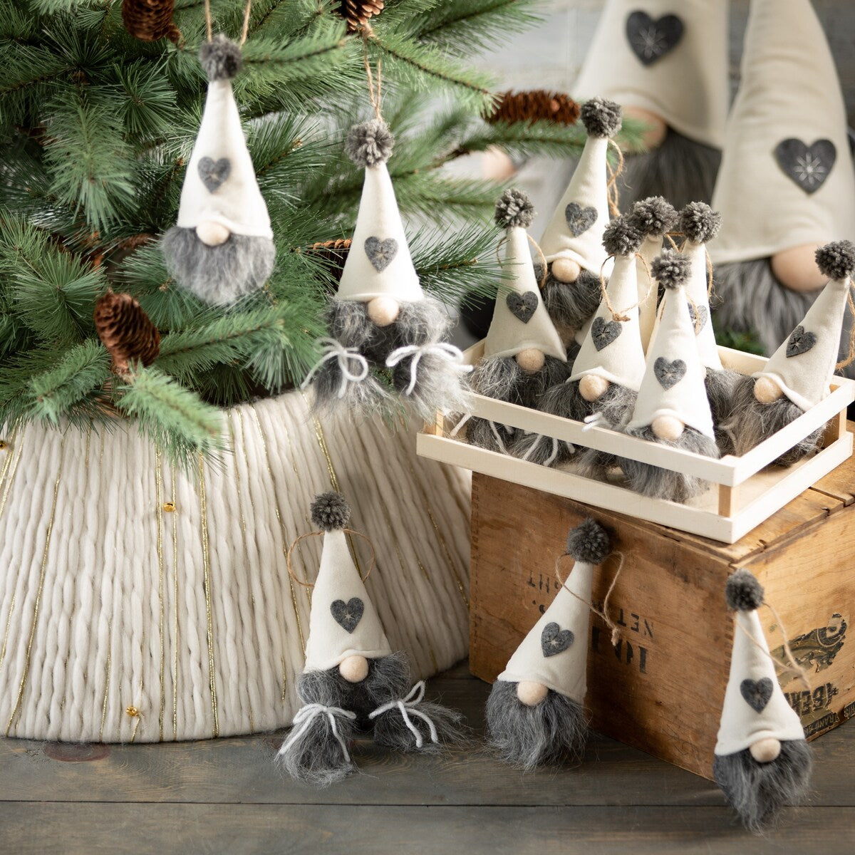 Heart Gnome Crate Ornament Multicolor 6"H Set of 12 - 10"L x 6.75"W x 6"H