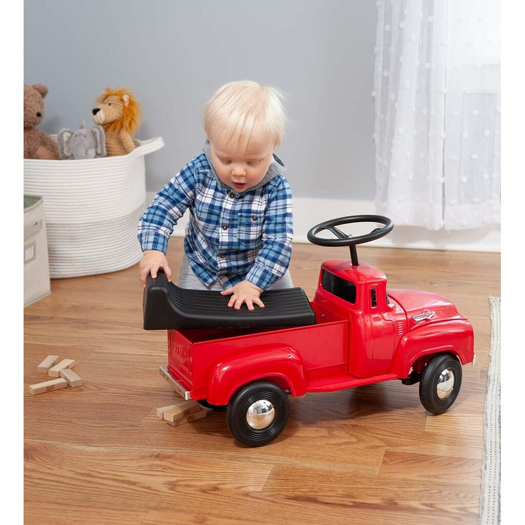 HearthSong Foot-to-Floor 1956 Retro Ford-100 Pickup Truck Ride-On, For Ages 18 Months and Up