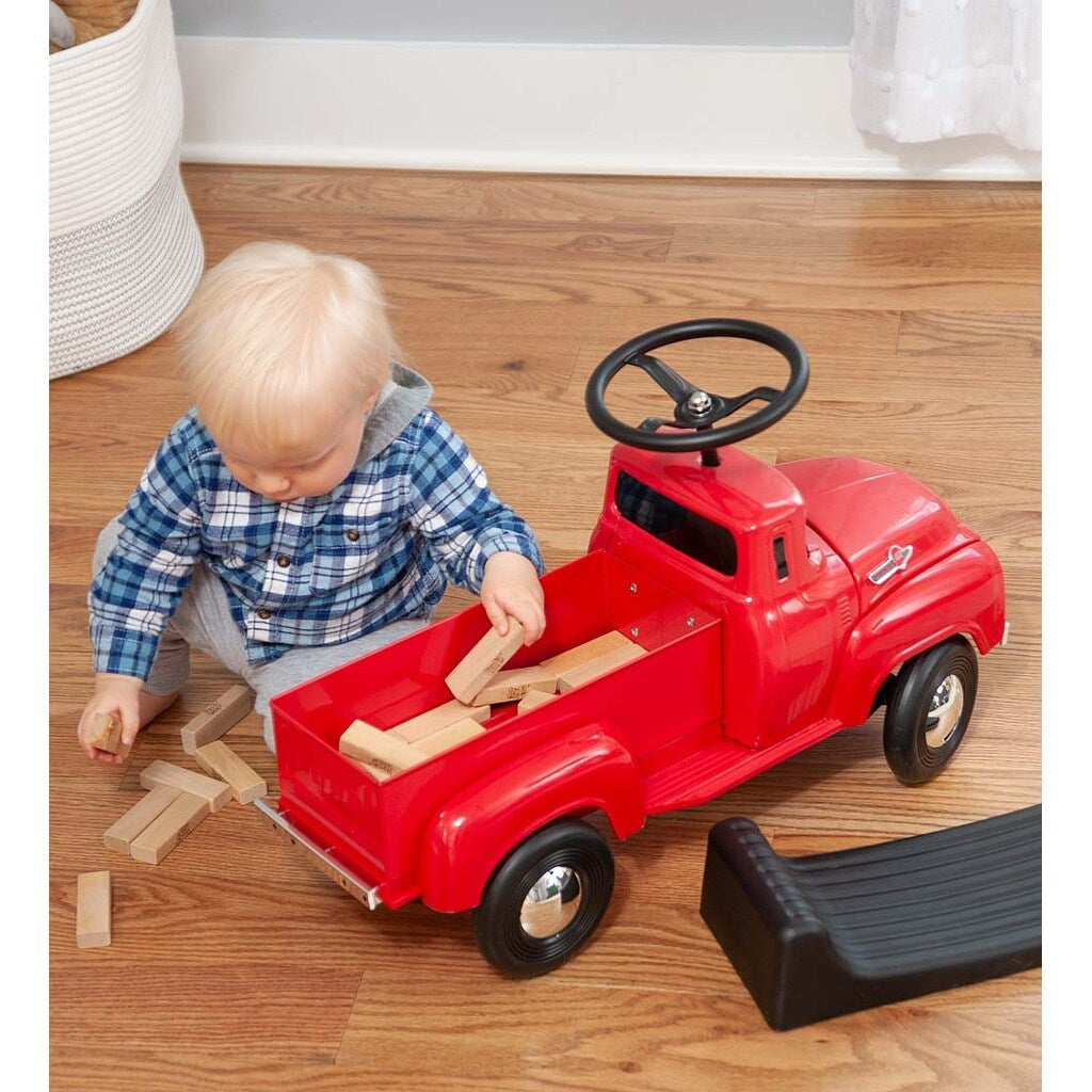 HearthSong Foot-to-Floor 1956 Retro Ford-100 Pickup Truck Ride-On, For Ages 18 Months and Up
