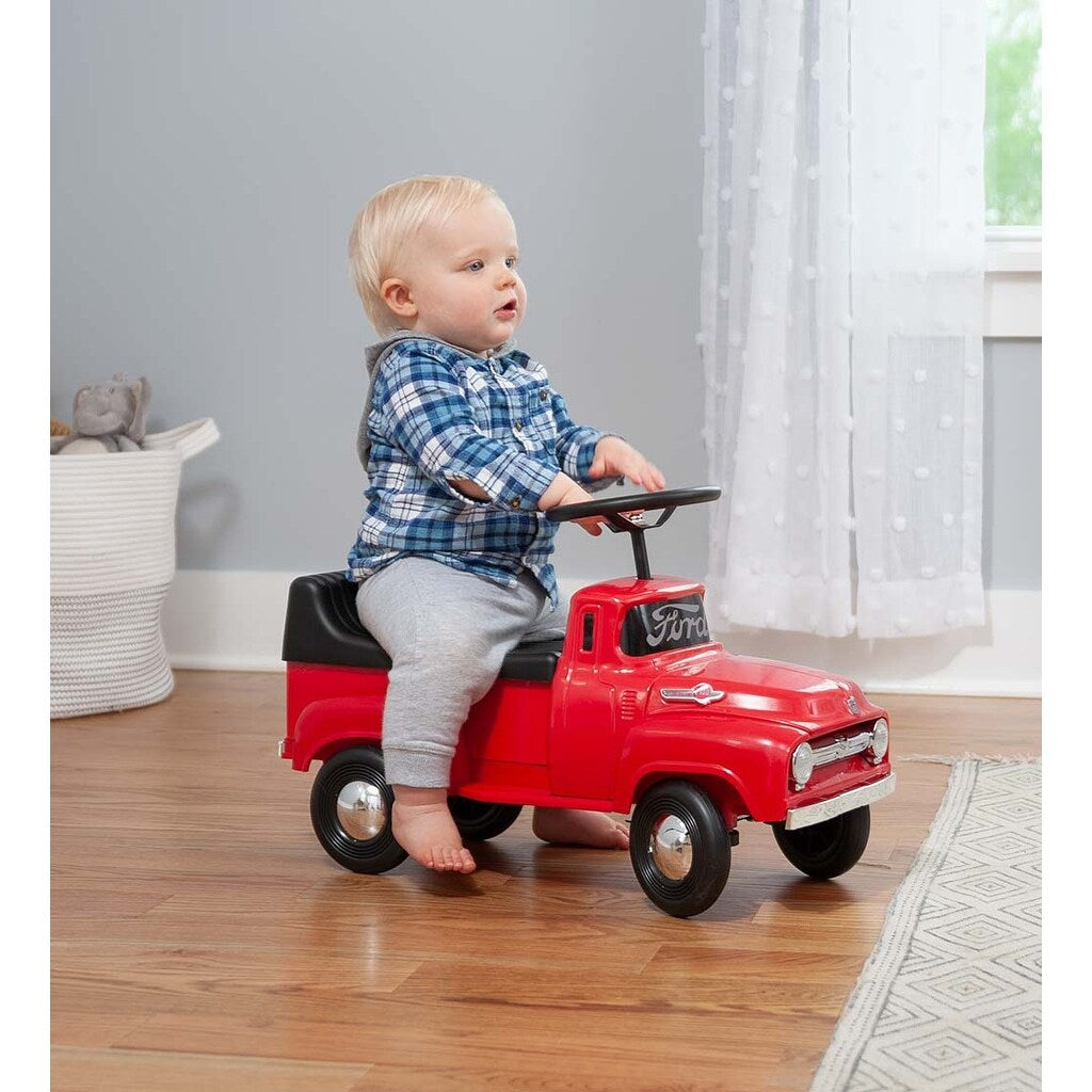 HearthSong Foot-to-Floor 1956 Retro Ford-100 Pickup Truck Ride-On, For Ages 18 Months and Up
