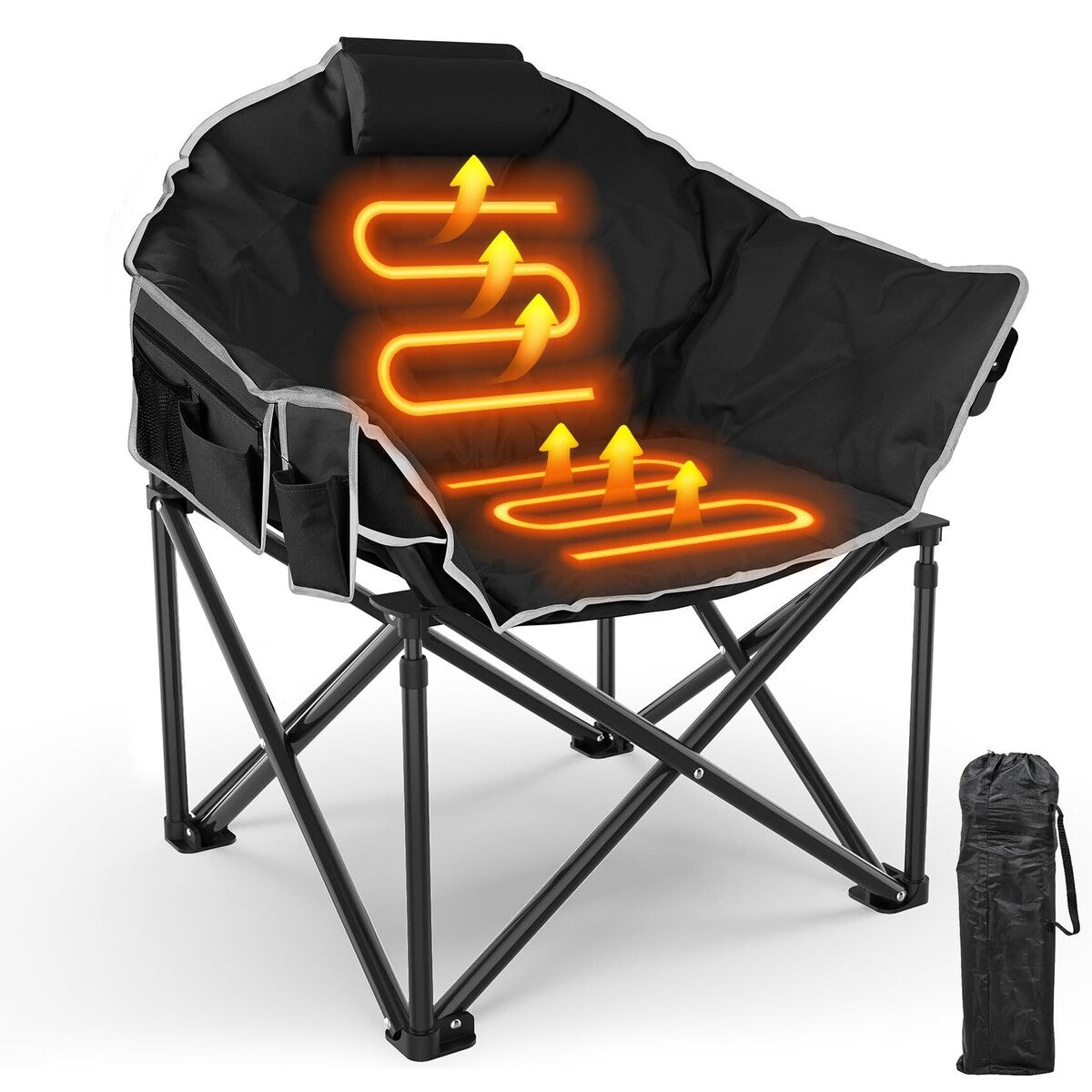 Heated Camping Chair Oversized Padded Heated Chair Outdoor Sports 3 Overstock