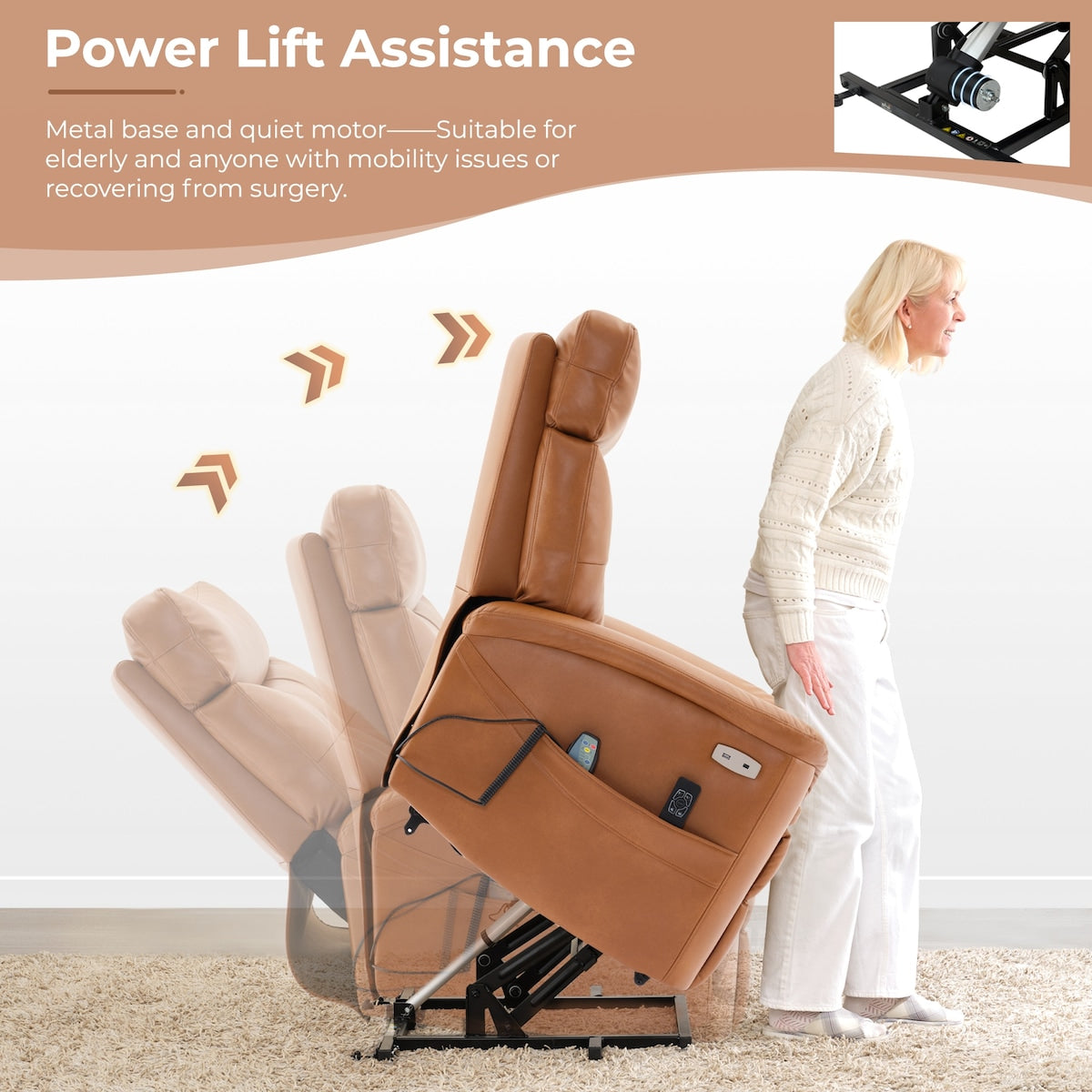 Heating, Massage Power Lift Recliner Chair, Medium
