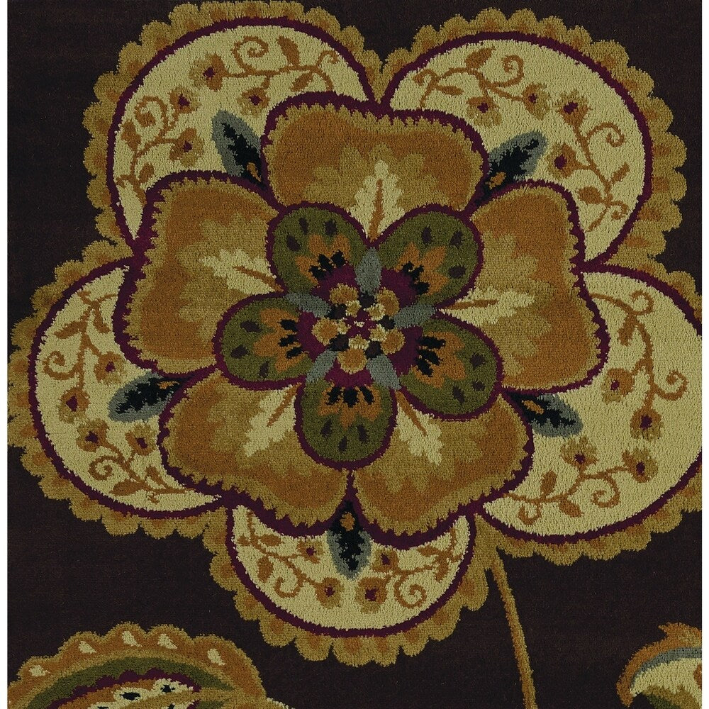 Heatset Collection Flower Power Brown 3-piece Rug Set