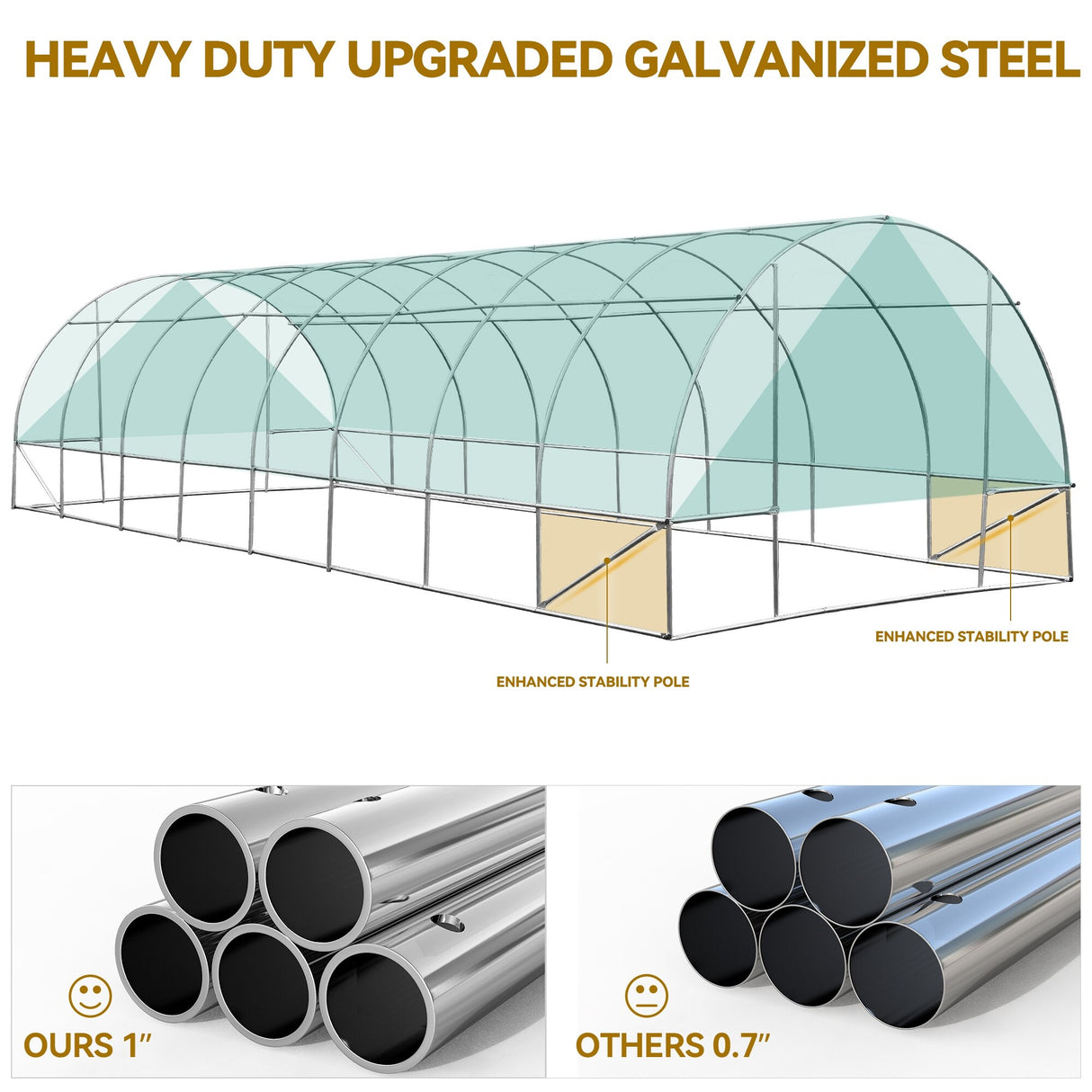 Heavy Duty 20'x10'x7' Greenhouses Large Walk-in Green House Tunnel - 10 X 20