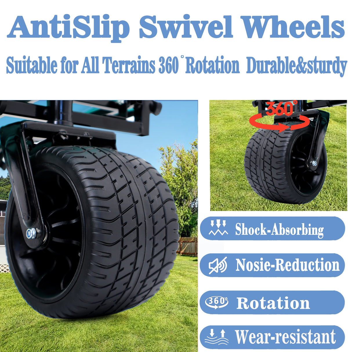 Heavy-Duty 360lb Capacity Foldable Utility Wagon-All-Terrain Quiet Wheels, Adjustable Handle & Cup Holders for Gardening