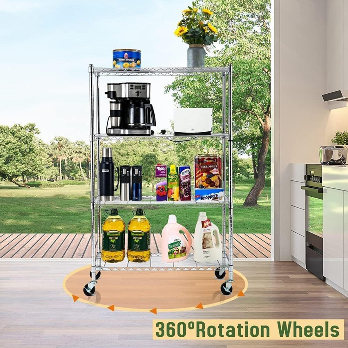 Heavy-Duty 4/5-Tier Carbon Steel Shelving 350lbs/Shelf