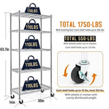 Heavy-Duty 4/5-Tier Carbon Steel Shelving 350lbs/Shelf