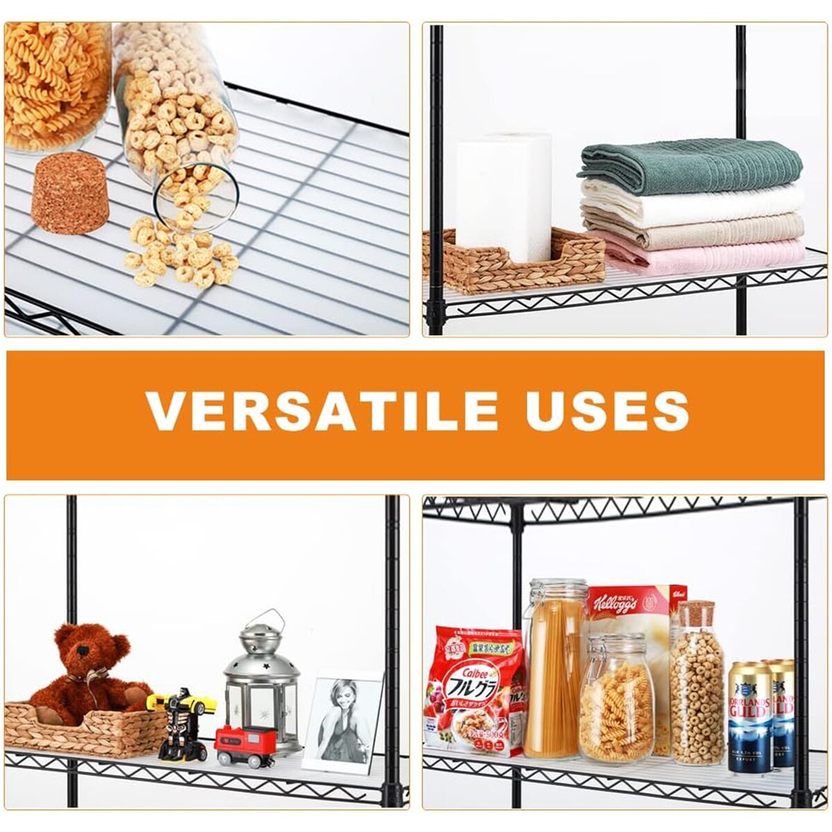 Heavy-Duty 4/5-Tier Carbon Steel Shelving 350lbs/Shelf
