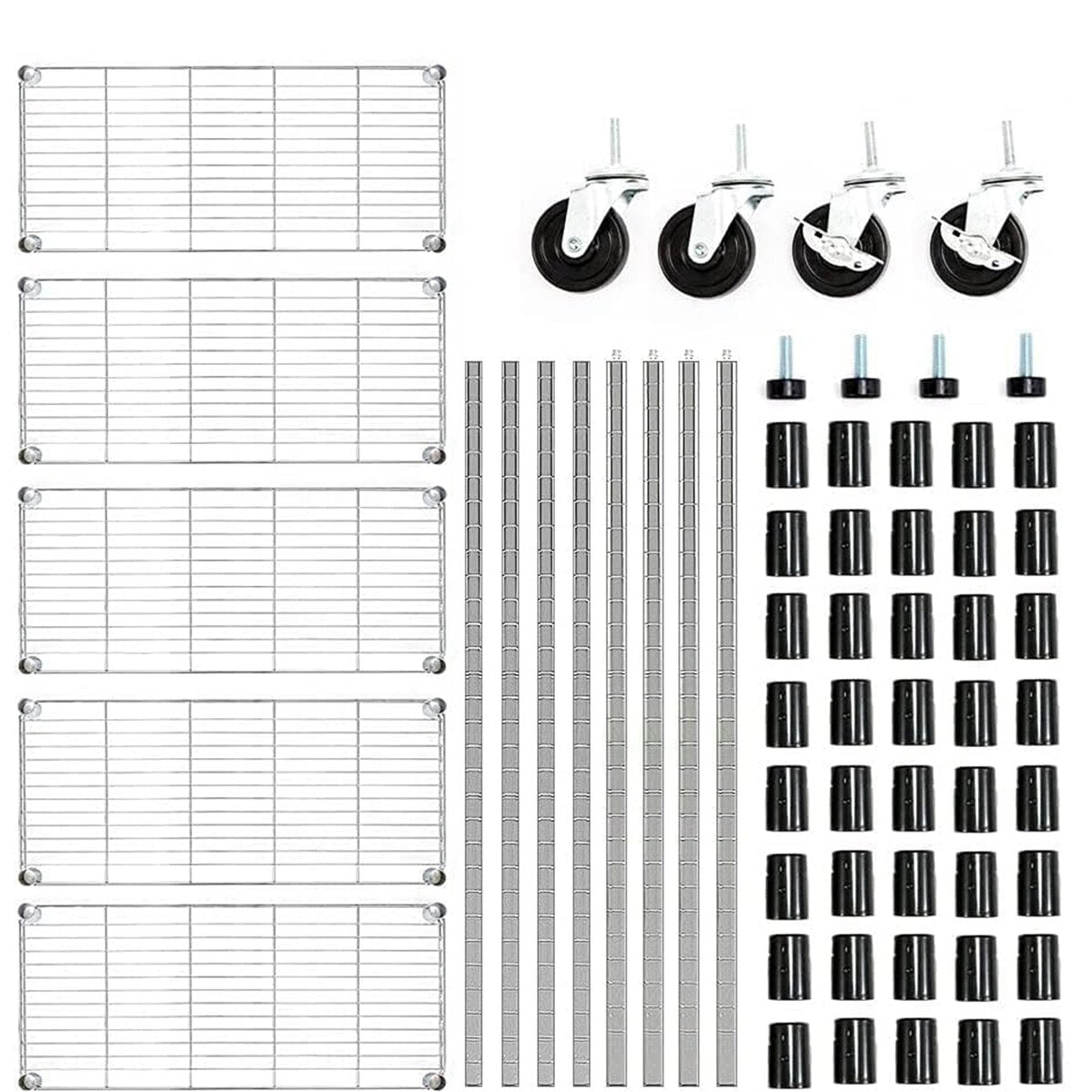 Heavy-Duty 4/5-Tier Carbon Steel Shelving 350lbs/Shelf