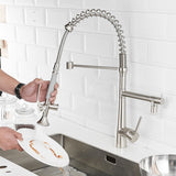 Heavy Duty Commercial Style LEDKitchen Sink Faucet, Single Handle Pre-Rinse Spring Sprayer Kitchen Faucets